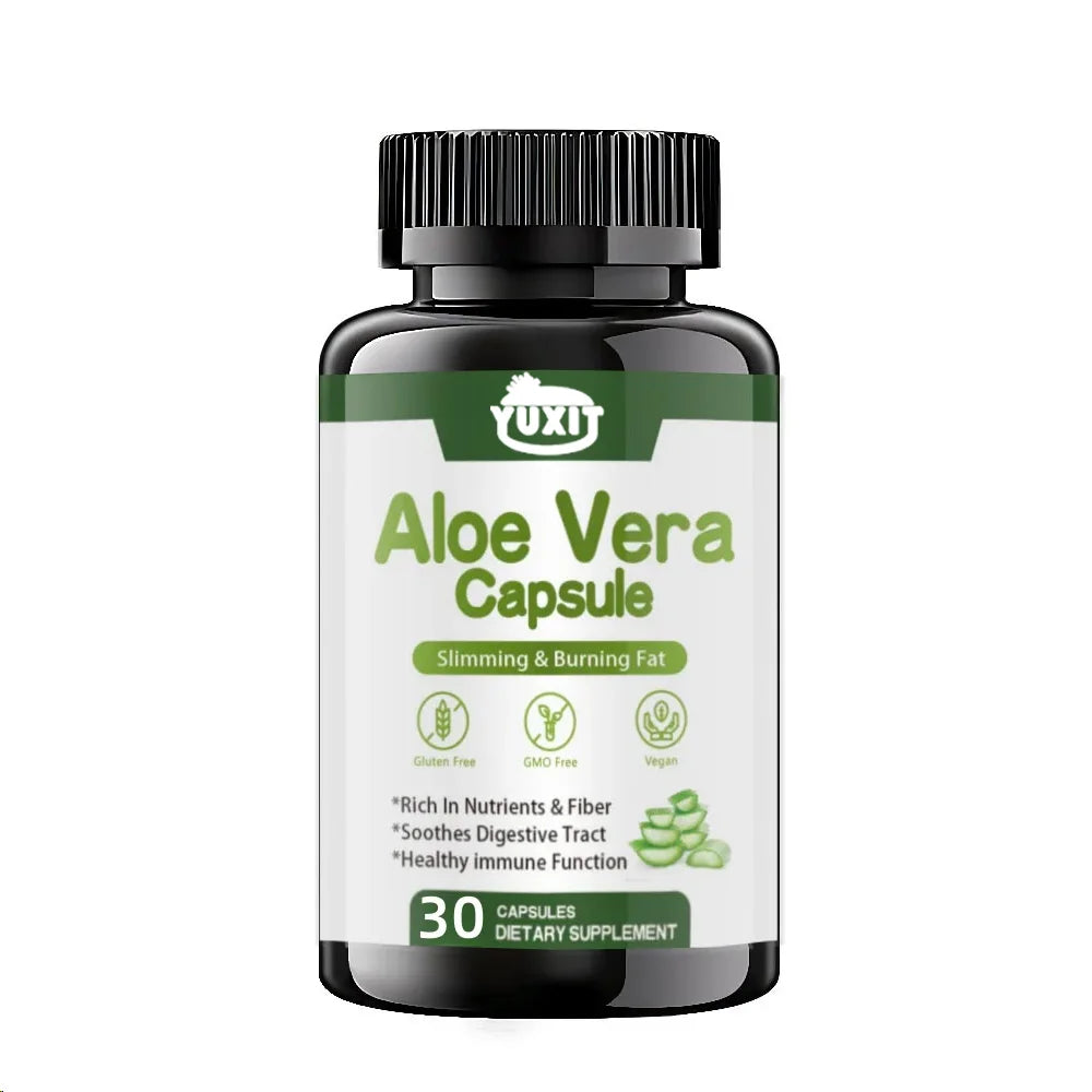 YUXIT | Aloe Vera Capsule | Slimming, Fat Burn, Gluten-Free, Vegan, Digestive & Immune Support | 120 Capsules