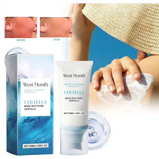West Month Water-Fit Sun Serum SPF 50+ PA++++ | Korean Sunscreen with Pure Centella | Hydrating, Moisturizing & Oil Control for Sensitive Skin | 50ml