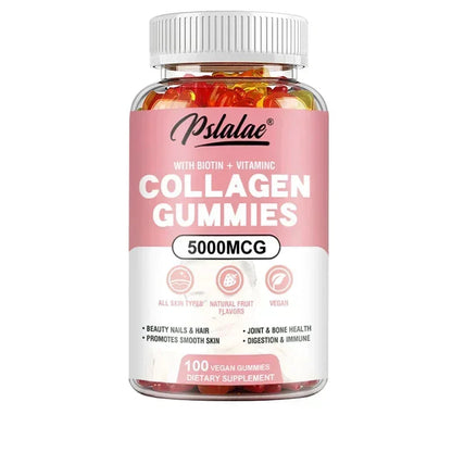Pslalae | Collagen Gummies with Vitamin C & Biotin | Hair, Nails, Smooth Skin, Joint & Bone Health | 60 Vegan Gummies