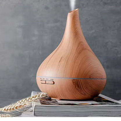 400 ML Modern Electric Humidifier Essential Aroma Oil Diffuser Ultrasonic Wood Grain Air Humidifier Mist Maker LED Light