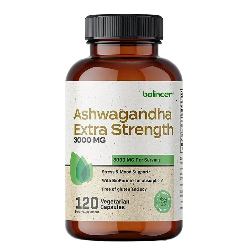 Ashwagandha Extra Strength 3000mg | Stress & Mood Support with BioPerine