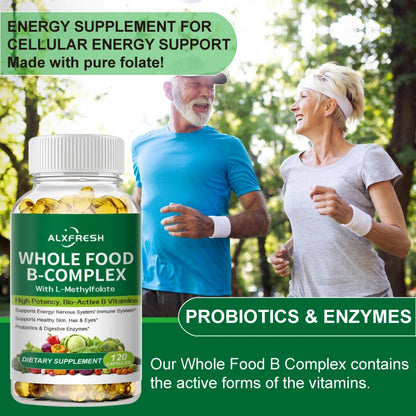 Alxfresh | Whole Food B-Complex with L-Methylfolate | Energy, Hair, Skin & Immune Support