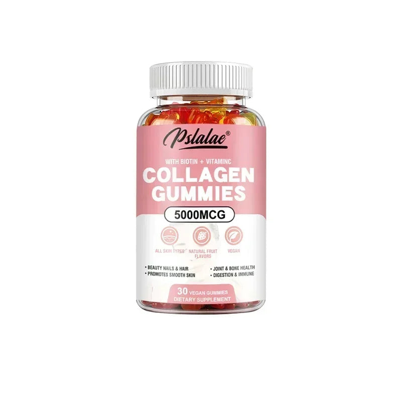 Pslalae | Collagen Gummies with Vitamin C & Biotin | Hair, Nails, Smooth Skin, Joint & Bone Health | 60 Vegan Gummies