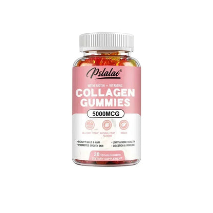 Pslalae | Collagen Gummies with Vitamin C & Biotin | Hair, Nails, Smooth Skin, Joint & Bone Health | 60 Vegan Gummies