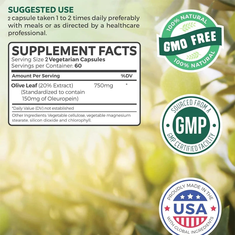 Pslalae | Olive Leaf Extract 750mg (20% Oleuropein) | Antioxidant & Immune Support