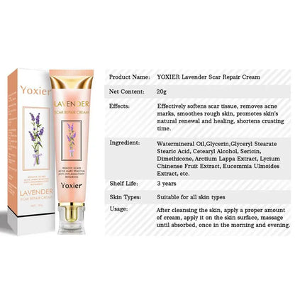 5X Yoxier Lavender Scar Repair Cream Acne Scar Removal Remove Pigmentation Scar Marks Stretch Smooth Skin Care Whitening Cream