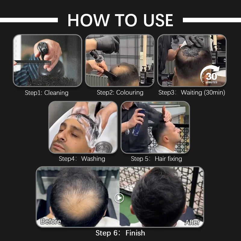 GINZO Hair Concealer for Men Waterproof Black Baldness Corrector Cream Thinning Hair Fillup Scalp Dye Beauty Health 40ML