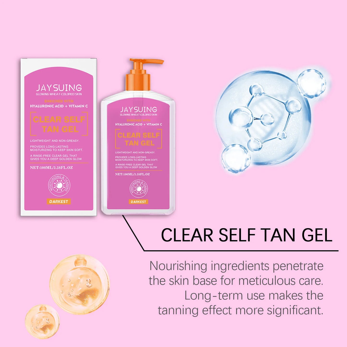 Self Tanner Gel Summer Face Body Bronzer Vitamin C Intensifier Tanning Oil Fast Dark Outdoor Tan Accelerating Moisturizing Cream