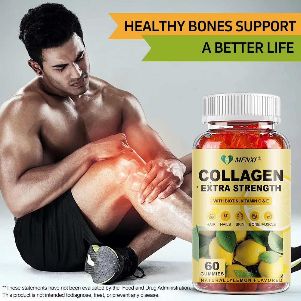 MENXI® | Biotin & Collagen Gummies – Extra Strength | Hair, Skin, Nails, Bone & Muscle Support | 60/120/240 Gummies