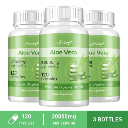 Airboy | Aloe Vera 20000mg | Relieves Constipation, Detox, Fat Burn, Digestive Health | 60 Capsules
