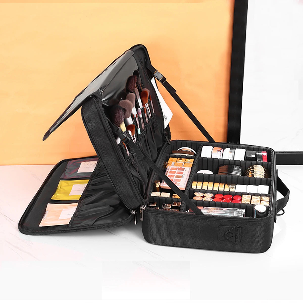 Three-layer Cosmetic Case Large Waterproof Oxford Cloth Manicure Makeup Toolbox,Travel Underwear Storage Box