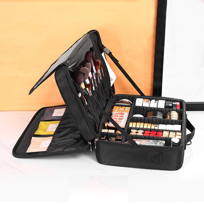 Three-layer Cosmetic Case Large Waterproof Oxford Cloth Manicure Makeup Toolbox,Travel Underwear Storage Box