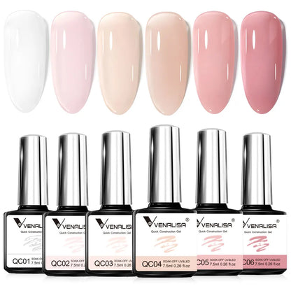 Venalisa Nail Gel Polish Kit HEMA FREE Nude Pink Color Collection Self Leveling Full Coverage Nail Manicure Set 6Pcs Kit