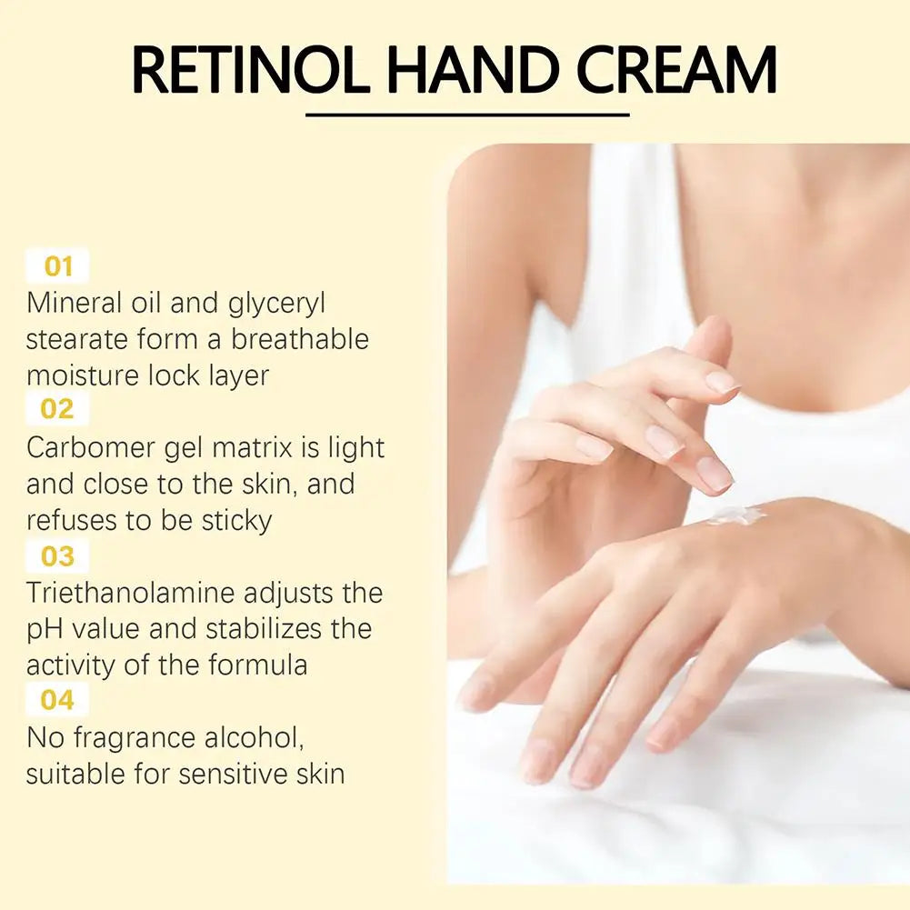 Retinol Hand Cream Firming Hand Lotion Retinol Moisturizer For Aging Dry Cracked Hands, Hydrates & Soothes Dry Hands, Non-Greasy