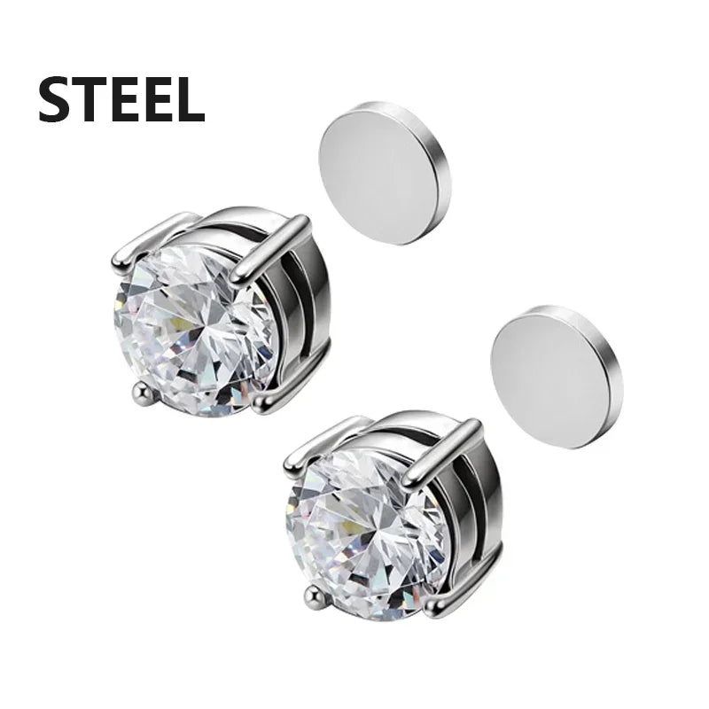 2PCS Magnetic Ear Clips Stud Earrings Non Piercing Strong Magnet Fake Piercing Women Men Jewelry Clip Earrings for Kids Girls