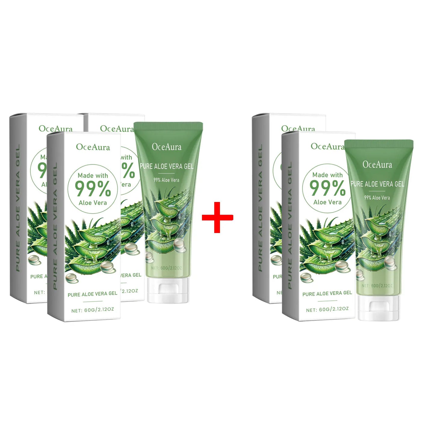 OceAura | 99% Pure Aloe Vera | Sunburn Repair, Hydrating, Moisturizing, Soothing & Smoothing Facial Gel | For Dry & Sensitive Skin