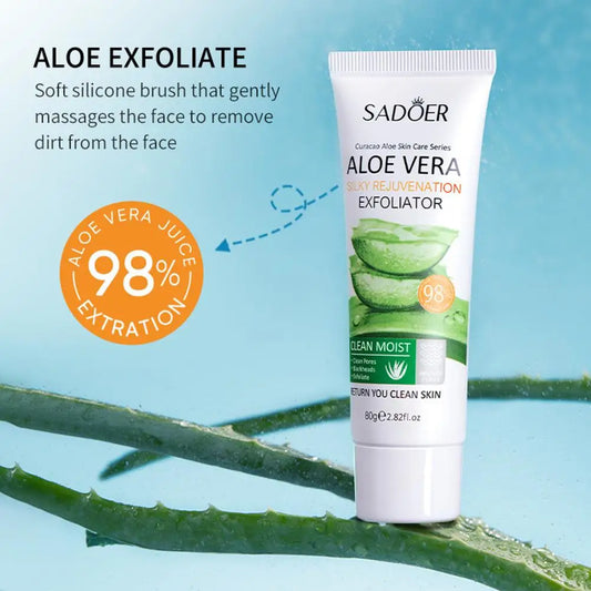 Aloe Vera Facial Exfoliating Gel | Deep Cleansing Scrub for Blackhead Removal, Pore Tightening & Moisturizing | 30g–100g
