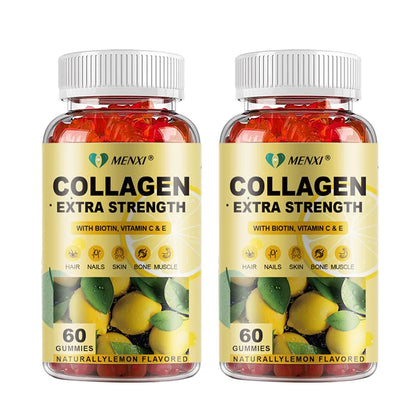 MENXI® | Biotin & Collagen Gummies – Extra Strength | Hair, Skin, Nails, Bone & Muscle Support | 60/120/240 Gummies