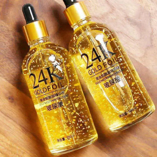 BIAOQUAN Ginseng Gold Polypeptide Face Serum | 24K Gold, Hyaluronic Acid & Nicotinamide | Anti-Wrinkle, Lifting & Whitening Essence | 100ml