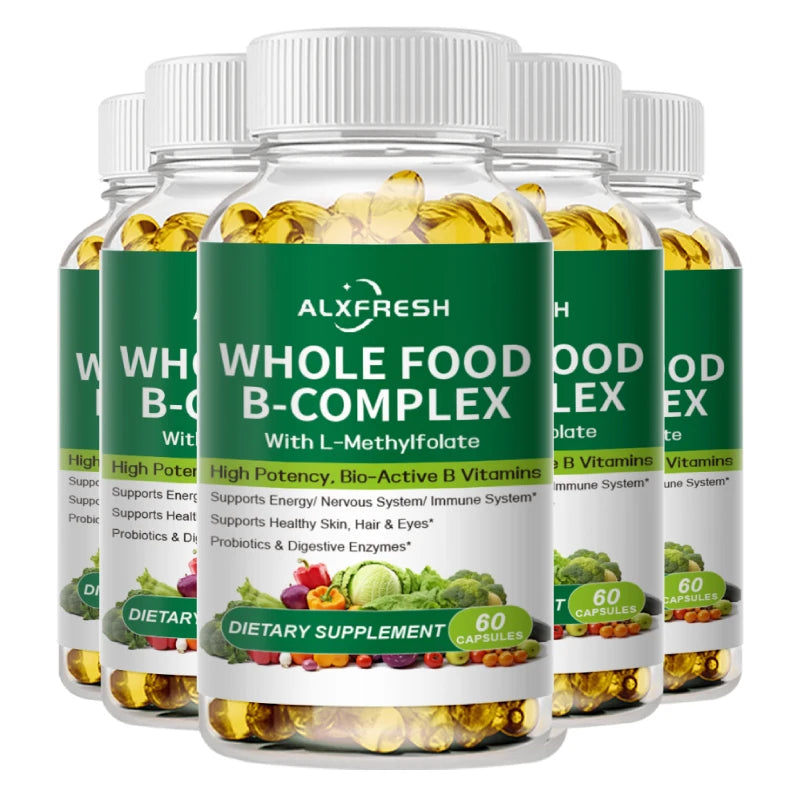 Alxfresh | Whole Food B-Complex with L-Methylfolate | Energy, Hair, Skin & Immune Support