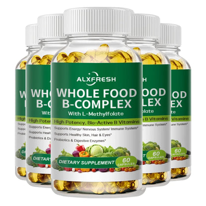 Alxfresh | Whole Food B-Complex with L-Methylfolate | Energy, Hair, Skin & Immune Support