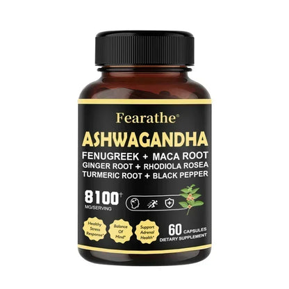 Fearathe | Ashwagandha Fenugreek Maca Turmeric Rhodiola Capsules | Sleep, Adrenal, Immune & Energy Support
