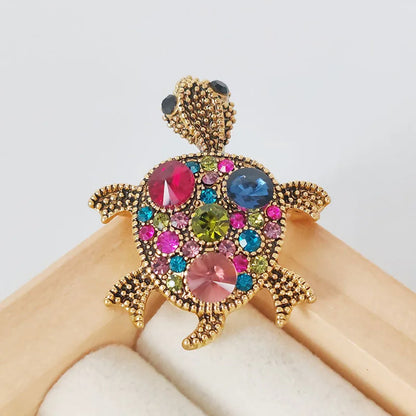 Small Turtle Rhienstone Brooches For Women Girls Boys Colorful Blue Crystal Cubic Zircon Animal Pin Fashion Alloy Accessories