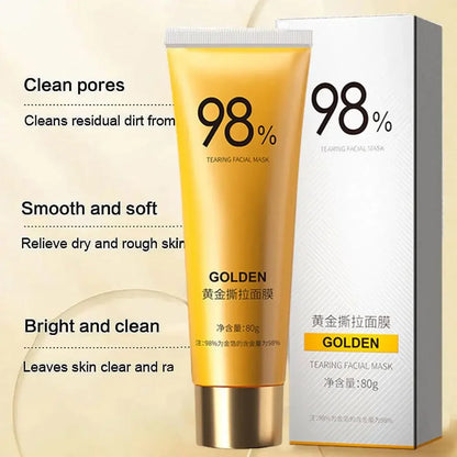 Gold Peel-Off Facial Mask | Deep Cleansing, Pore Tightening & Blackhead Removal | Brighten Skin & Cleanse Nose Pores | 80g