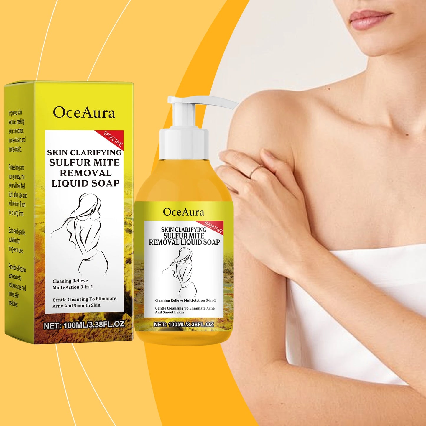Sulfur Shower Gel Deep Cleaning Pores Removing Mites Oil Control Hydrating Improve Rough Skin Brightening Skin Tone Body Wash