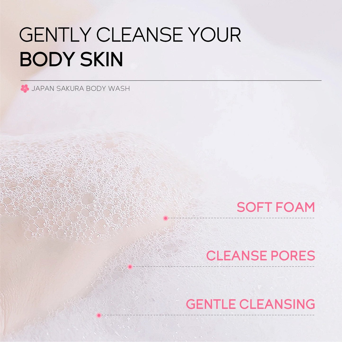 LAIKOU Sakura Shower Gel Long Moisturizing Smooth Long Lasting Fragrance Gentle Foam Body Cleansing Bath Product 100ml