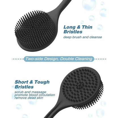 1pc Bath Soft Back Scrubber Brush Bath Shower Sponge Scrubbing Brush with Handle Exfoliating Scrub Skin Massager Bath Supplies