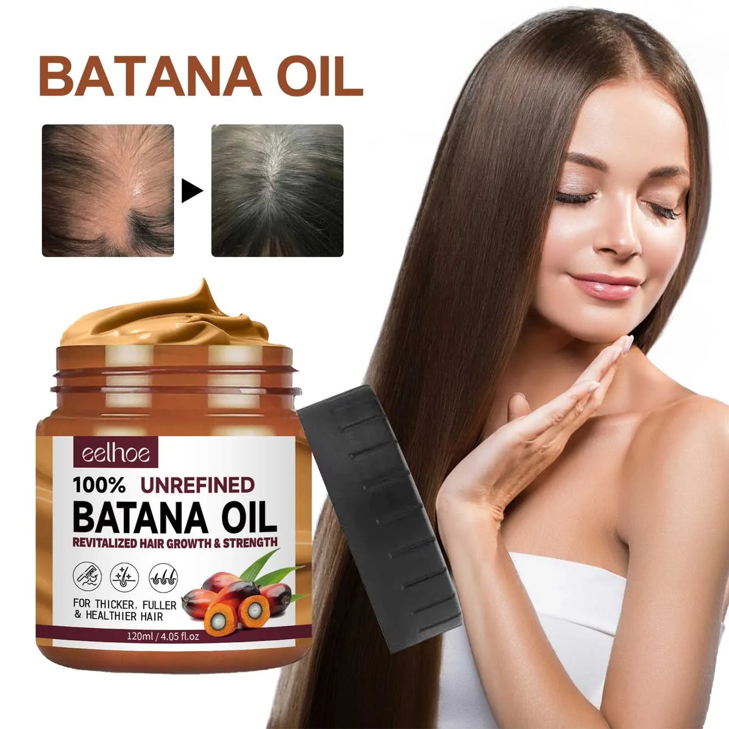 Batana Oil Nourishing Hair Oil Smoothing Shine Soft Hair Serum Repair Damaged Frizz Dry Hair Treatment Hair Care