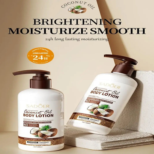 SADOER 300ML Coconut Deep Hydrating Moisturizing Body Lotion Long-Lasting Fragrance Natural Nourishing Cream With Shea Butter