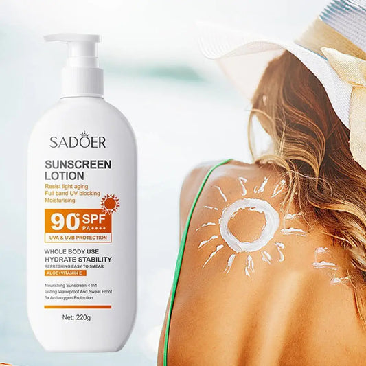 SADOER | Aloe, Vitamin E | Full-Band UV Protection, Moisturizing, Anti-Aging, Brightening, Waterproof | SPF 90 PA++++ | 50ml