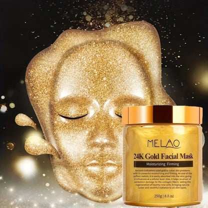 MELAO 24K Gold Collagen Face Mask | Moisturizing & Brightening Facial Treatment | Deep Cleansing & Skin Revitalization | 120g