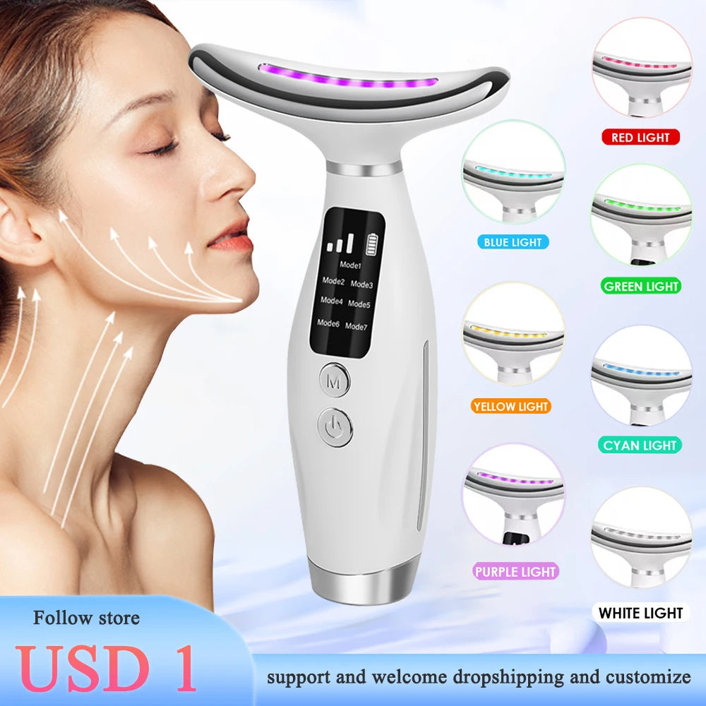 Neck & Face Beauty Device | Vibration Massage | Face Lifting Machine for Home Use