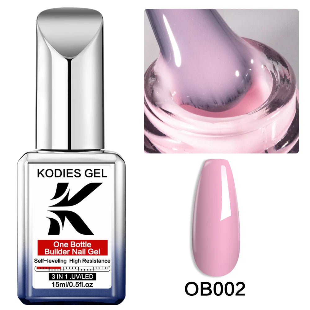 KODIES GEL 3 IN 1 Builder Nail Gel Polish No Pain Nude Self Leveling Thick Construction Hard Gel for Extension Manicure Nail Art