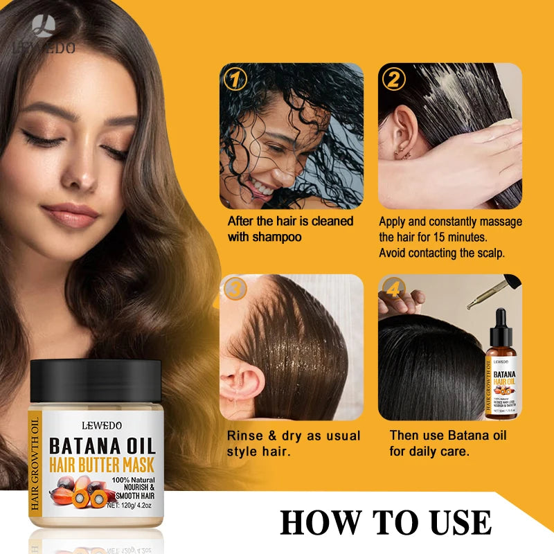 Pure Batana Hair Care Oil Thickening Spray Batana Hair Growth Spray 30ml Moisturizing Strengthens Hair Prevents Hair Loss Mask