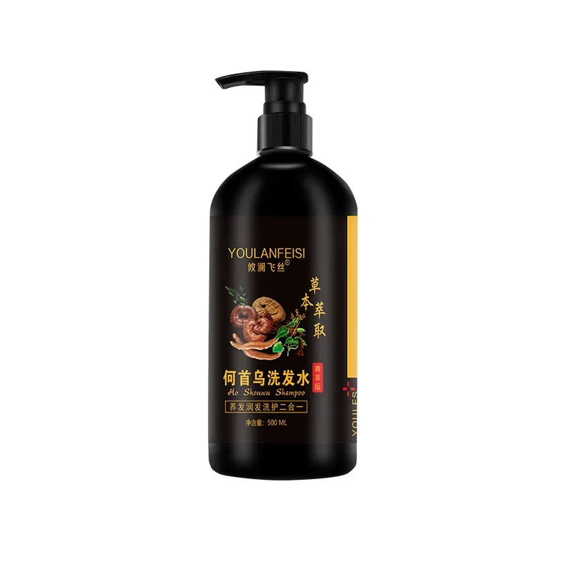 Polygonum Multiflorum Shampoo Herbal White To Black Shampoo Plant Hair Care Moisturizing Damaged Repair 500ml Шампунь Для Волос
