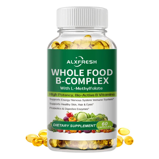 Alxfresh | Whole Food B-Complex with L-Methylfolate | Energy, Hair, Skin & Immune Support