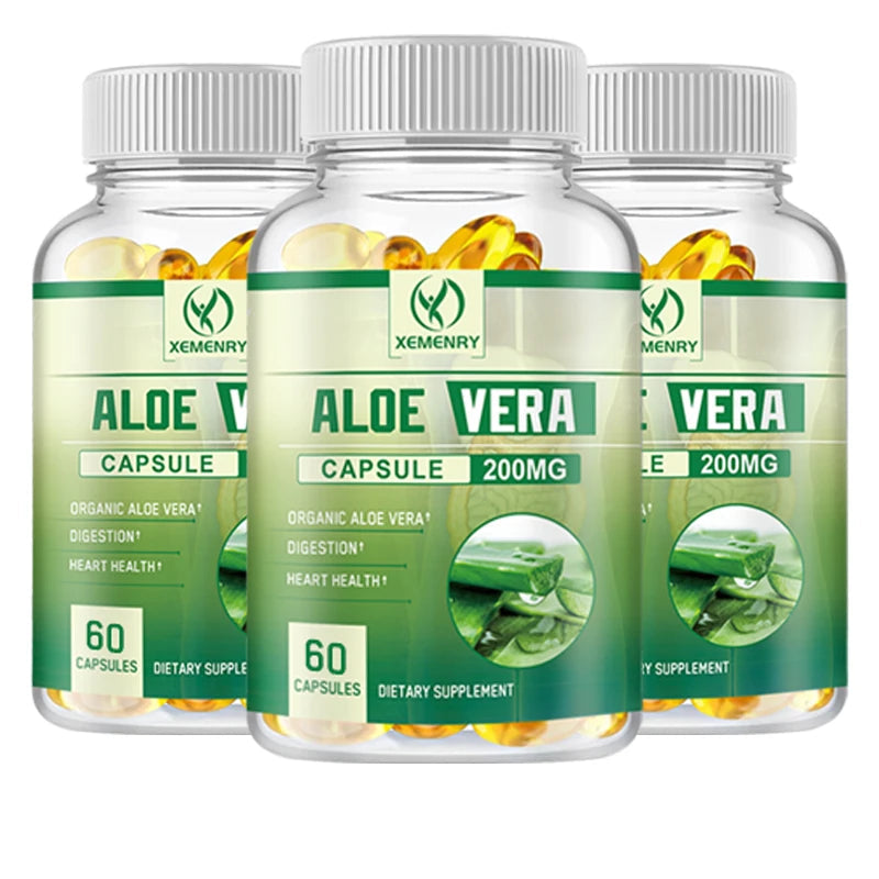 Xemenry | Aloe Vera Capsules | Digestion, Detox, Fat Burn, Appetite Control | 60 Capsules