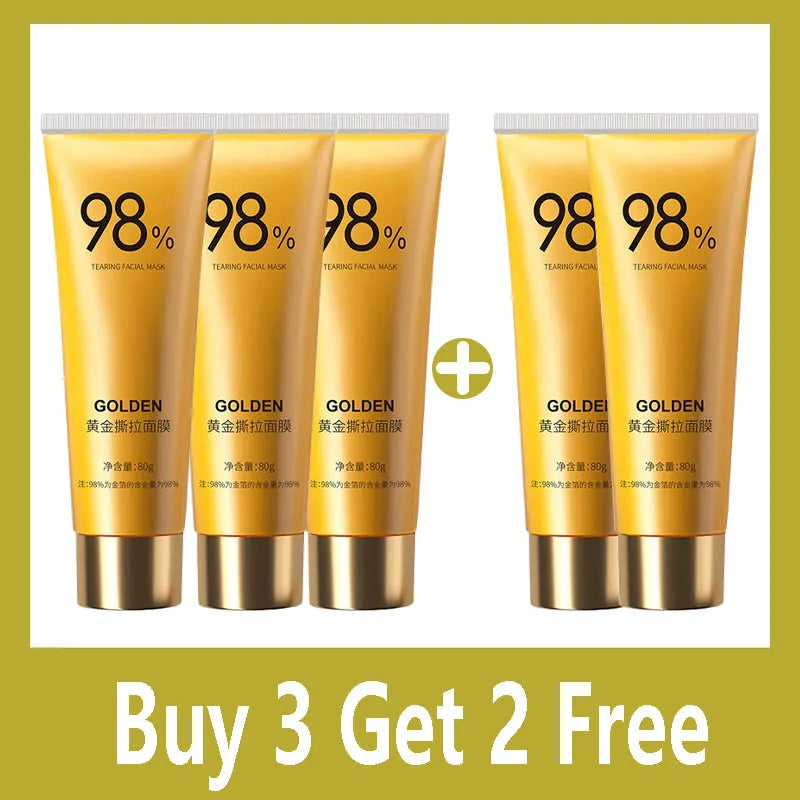 Gold Peel-Off Facial Mask | Deep Cleansing, Pore Tightening & Blackhead Removal | Brighten Skin & Cleanse Nose Pores | 80g