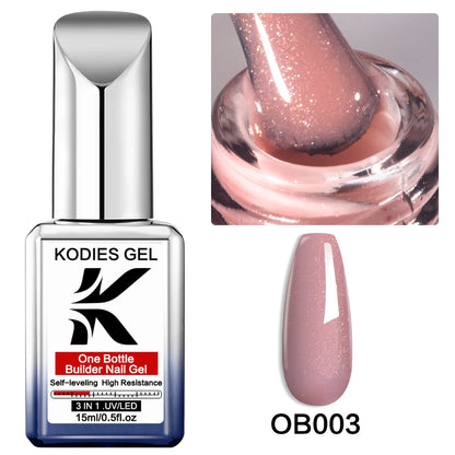 KODIES GEL 3 IN 1 Builder Nail Gel Polish No Pain Nude Self Leveling Thick Construction Hard Gel for Extension Manicure Nail Art