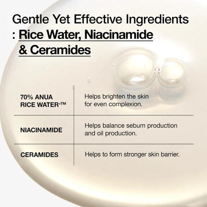 ANUA 70+ Rice Toner | Moisturizing Facial Essence for Oily & Sensitive Skin | Pore Care | 250ml