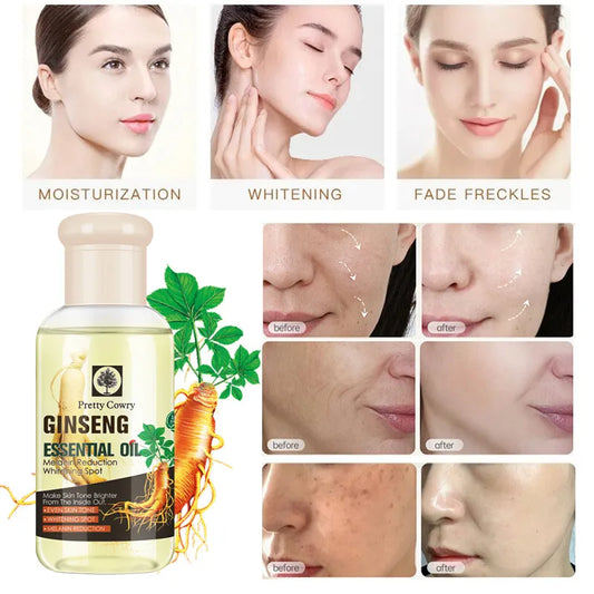 Pretty Cowry Ginseng Face Oil – 75ml Lightweight Hydrating Oil for Brightening, Fine Line Reduction & Even Skin Tone