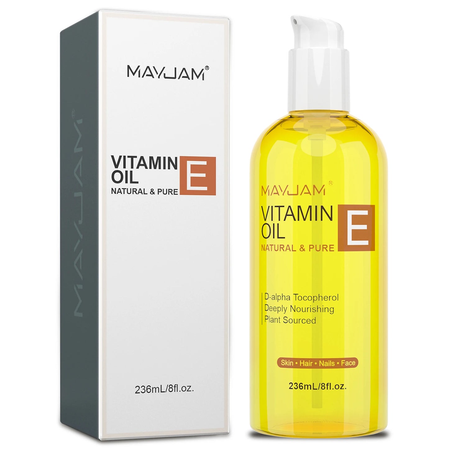 MAYJAM Vitamin E Oil | Natural & Pure | Moisturizing & Brightening Skincare | Face & Body Care | 118ml / 236ml