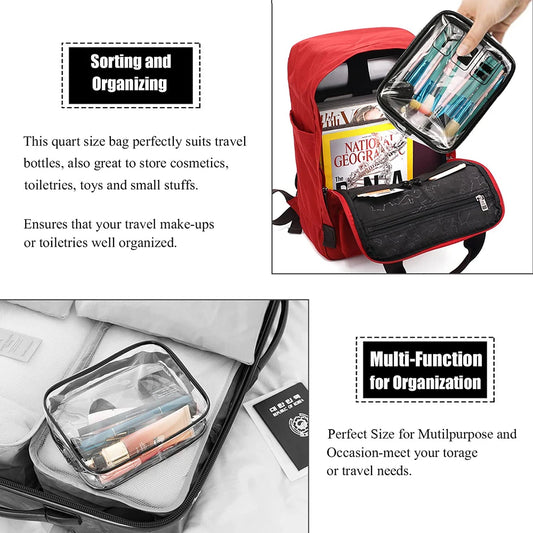 Cosmetic Pouch 3 Pcs Clear Toiletries Bags Carry On Airport Airline Compliant Bag Toiletry Bag Convenient Travel Toiletry Bag Fa