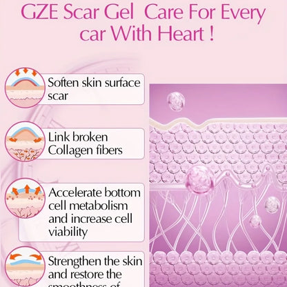 GZE Scar Care Gel Acne stretch mark Cream With Allantoin, Vitamin E, and Silicone - Non-Greasy and Fast Absorbing