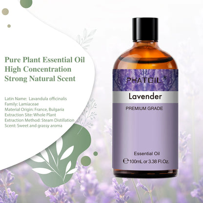 PHATOIL 100ml Natural Essential Oil For Skin Aromatherapy Diffuser Eucalyptus Lavender Vanilla Rose Fragrance Essential Oils
