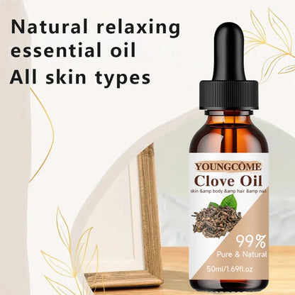 YOUNGCOME Clove Essential Oil | 99% Pure & Natural | Moisturizing, Repair & Anti-Aging | Skin, Body, Hair & Nails | 50ml